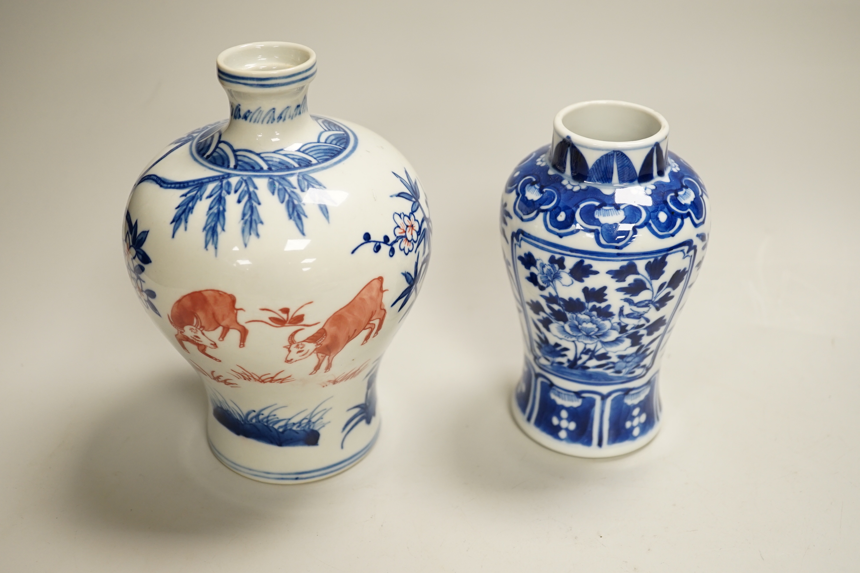 Chinese ceramics including a blue and white vase and bowl, the largest 16cm high